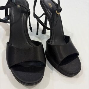 Zara Black Open-Toe Strappy Platform Heels
